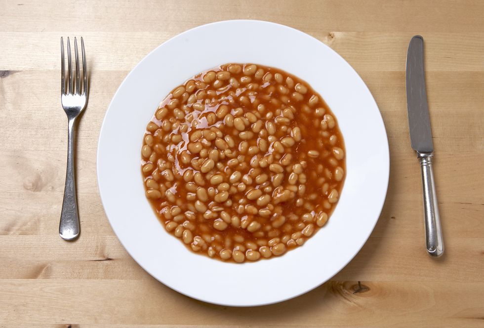 A plate of baked beans
