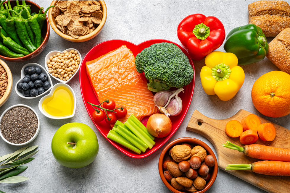 A platter of healthy fruits, vegetables and protein