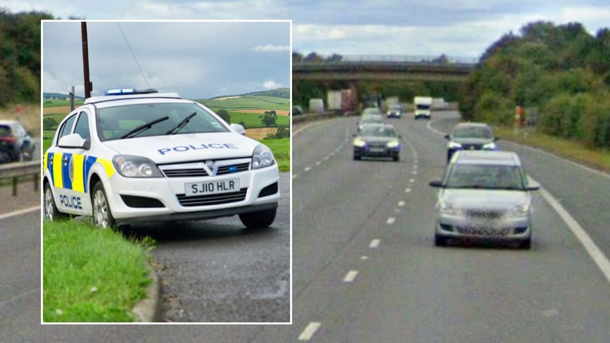 A police car and the M60 between Thame and Bicester