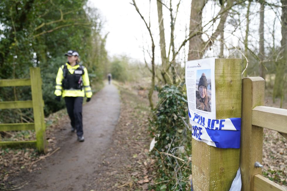 A police officer in St Michael's on Wyre, Lancashire, as police continue their search for missing woman Nicola Bulley, 45, who was last seen on the morning of Friday January 27, when she was spotted walking her dog on a footpath by the nearby River Wyre. Picture date: Friday February 3, 2023.