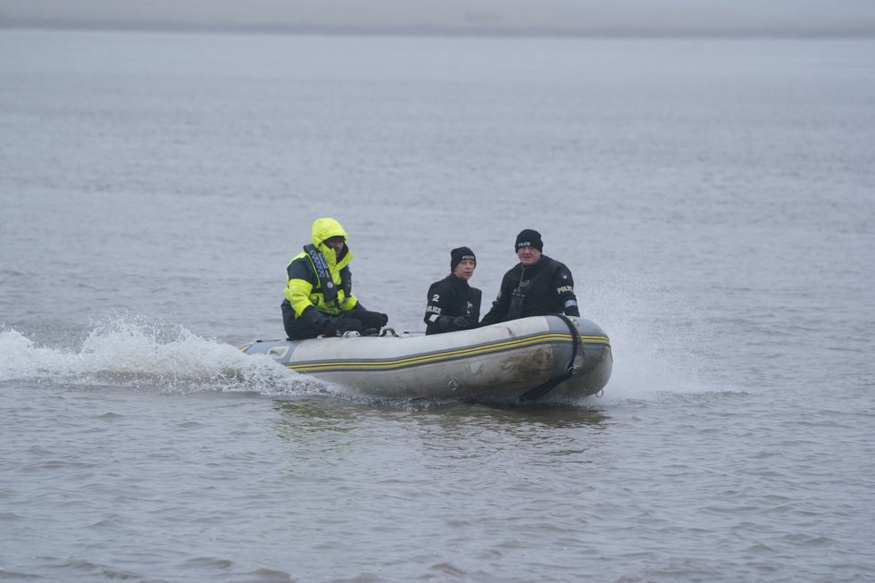 A police Search and Rescue team on the river near to Shard Bridge on the River Wyre in Lancashire, as police continue their search for missing woman Nicola Bulley, 45, who was last seen two weeks ago on the morning of Friday January 27, when she was spotted walking her dog on a footpath by the nearby River Wyre. Picture date: Friday February 10, 2023.