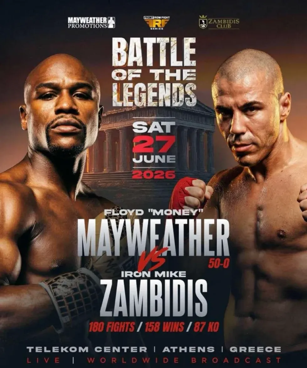A poster for Floyd Mayweather's fight with Mike Zambidis