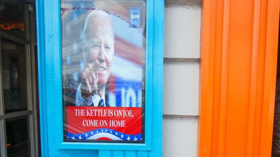 A poster from Co Mayo during Biden's trip