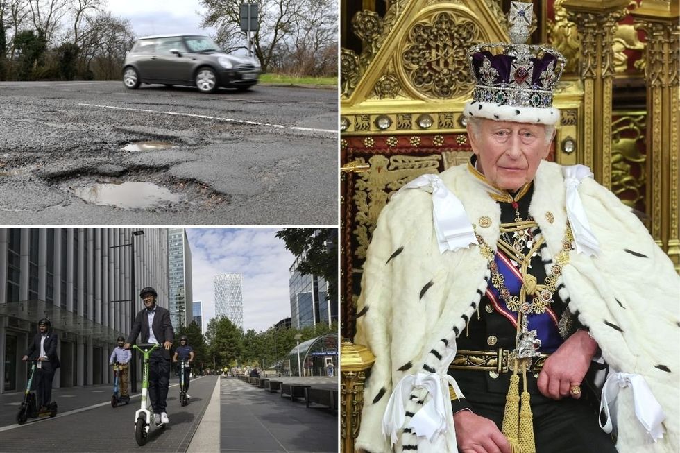 A pothole-strewn road, King Charles and e-scooters