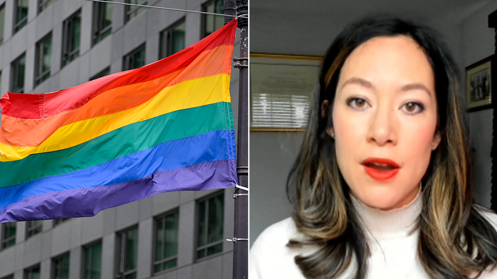 A Pride flag and May Mailman