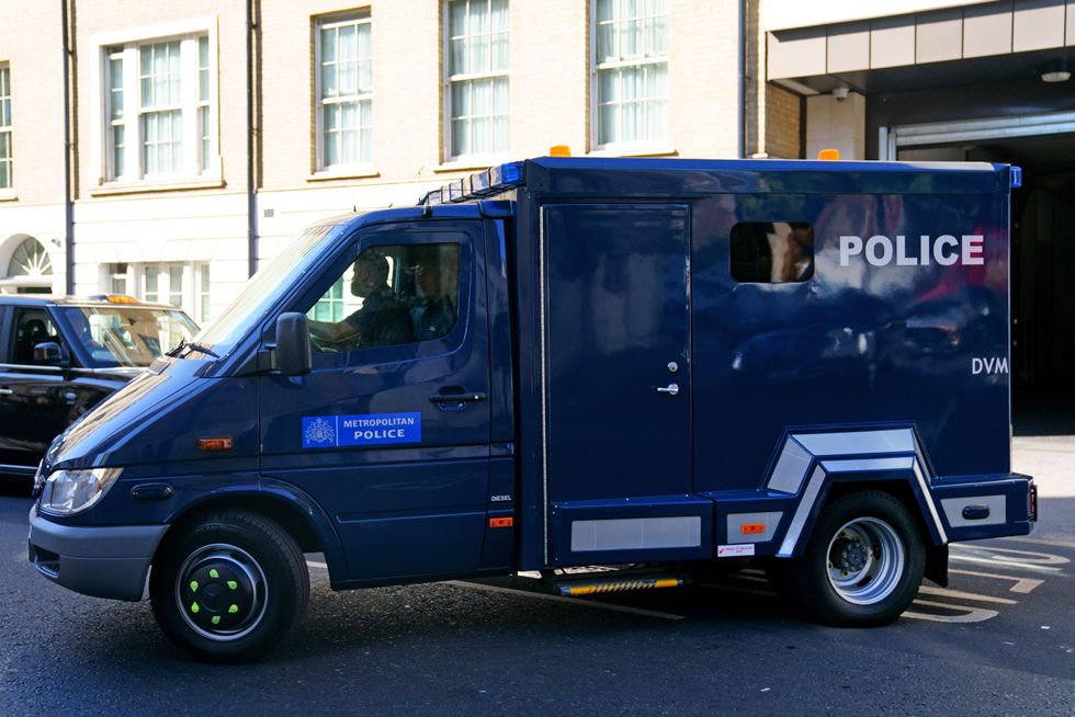 A prison van carrying Aine Leslie Davis, 38, arrives at Westminster Magistrates' Court, central London, where he is appearing charged with terrorism offences in 2014 and possession of a firearm for a purpose connected with terrorism. Picture date: Thursday August 11, 2022.