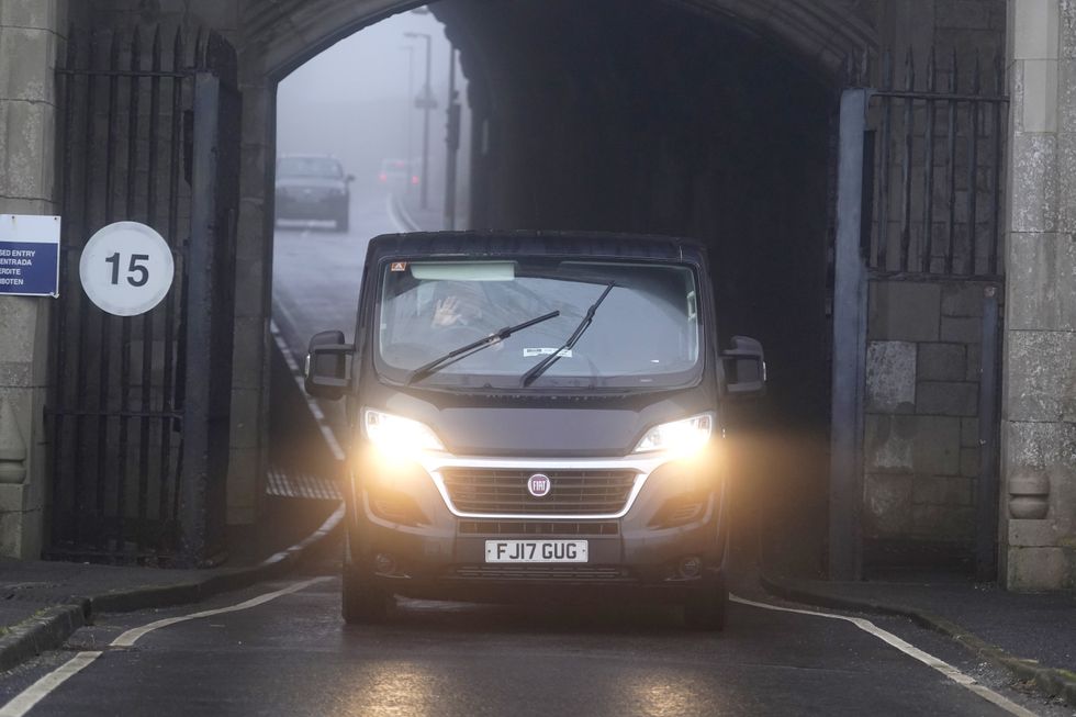 A prison vehicle leaves HMP The Verne on Portland, Dorset, from where paedophile pop star Gary Glitter was released earlier today after serving half of his 16-year sentence for sex crimes. The 78-year-old, whose real name is Paul Gadd, was jailed for 16 years for attempted rape, unlawful sexual intercourse with a girl under 13, and four counts of indecent assault in 2015. Picture date: Friday February 3, 2023.
