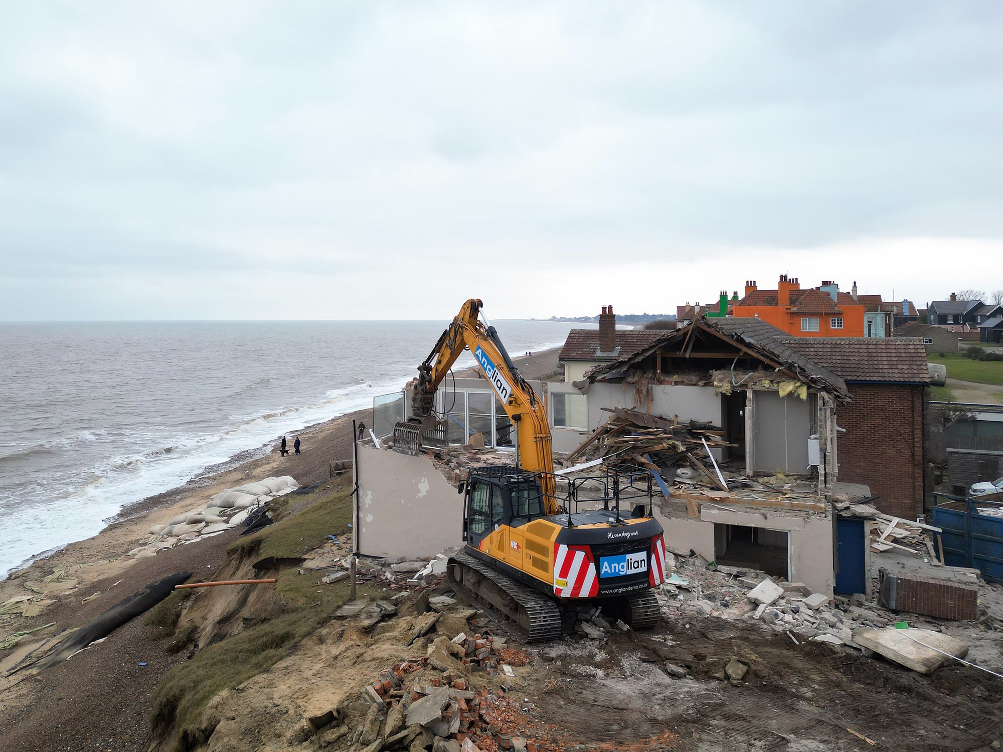 A property being demolished on Suffolk coast