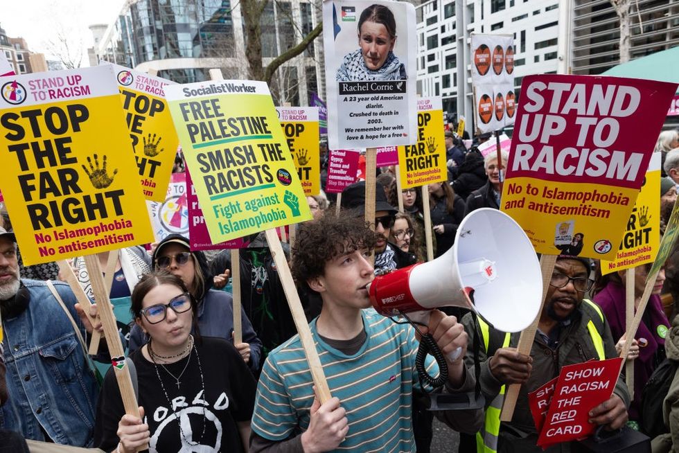A protest being held in London