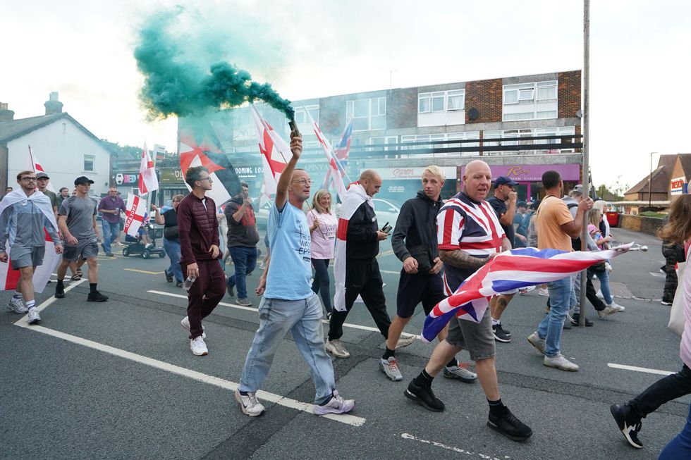 A protest outside a migrant hotel in Epping