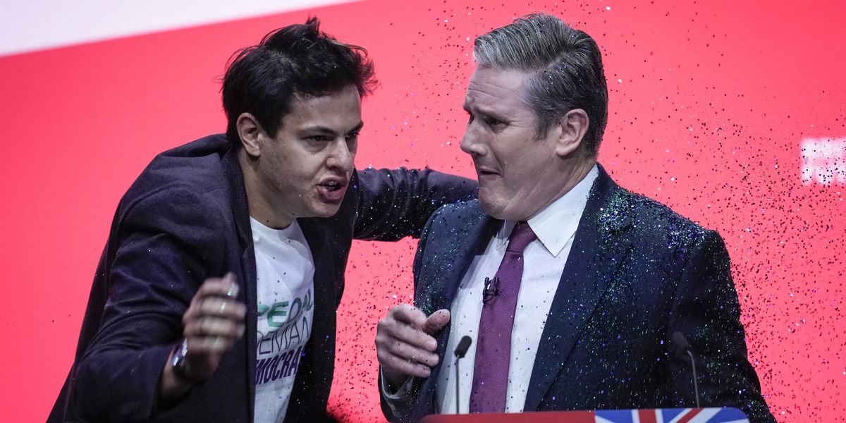 NextImg:Man who glitter-bombed Starmer at the Labour conference joins forces Armistice Day protesters