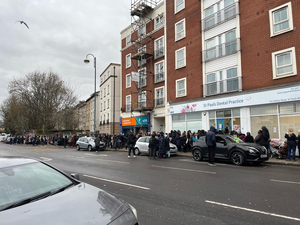 A queue outside a dentist