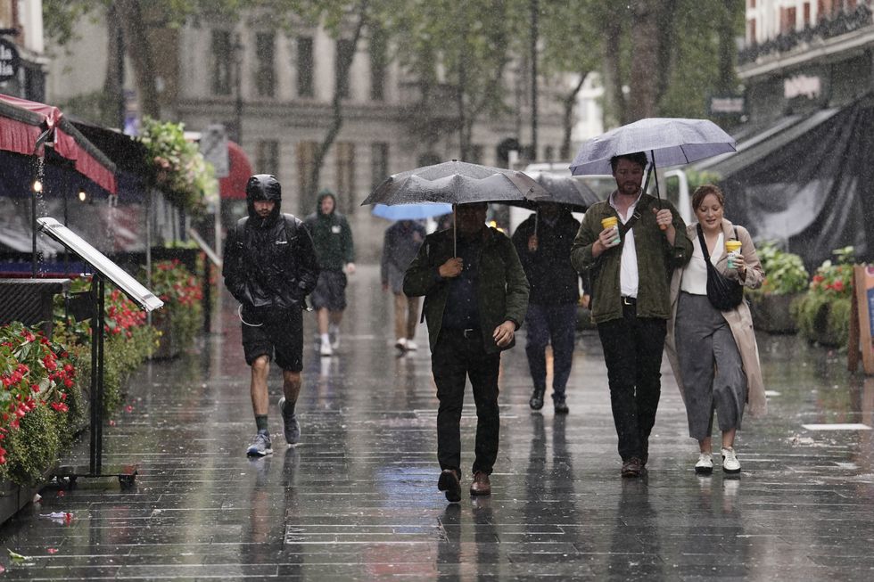 A rain warning was also issued in Northern Ireland