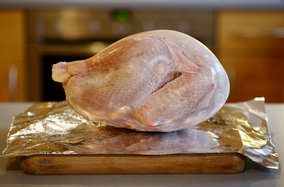 A raw turkey