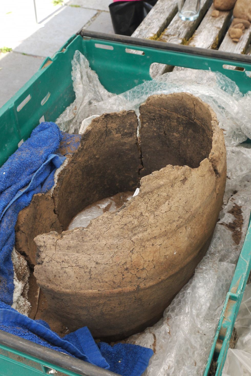 A reconstructed Iron Age urn from the excavation