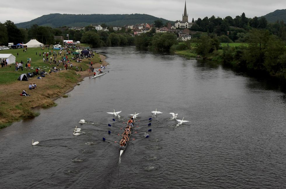 A regatta at Ross-on-Wye, downstream of Glasbury on the River Wye