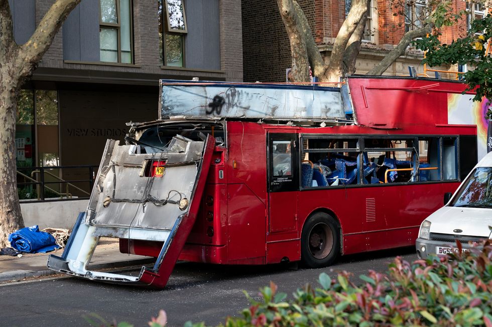 A replica of the bus involved in the 7/7 bombings in London