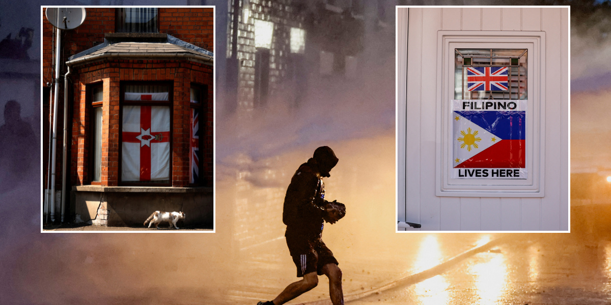 NextImg:Northern Ireland locals display British flags outside their houses to deter rioters as third night of violence wreaks havoc