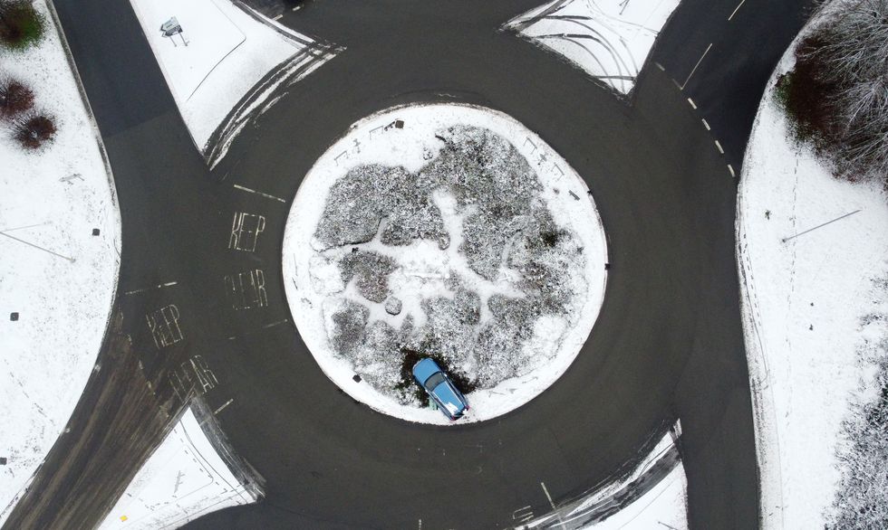 A roundabout in snow