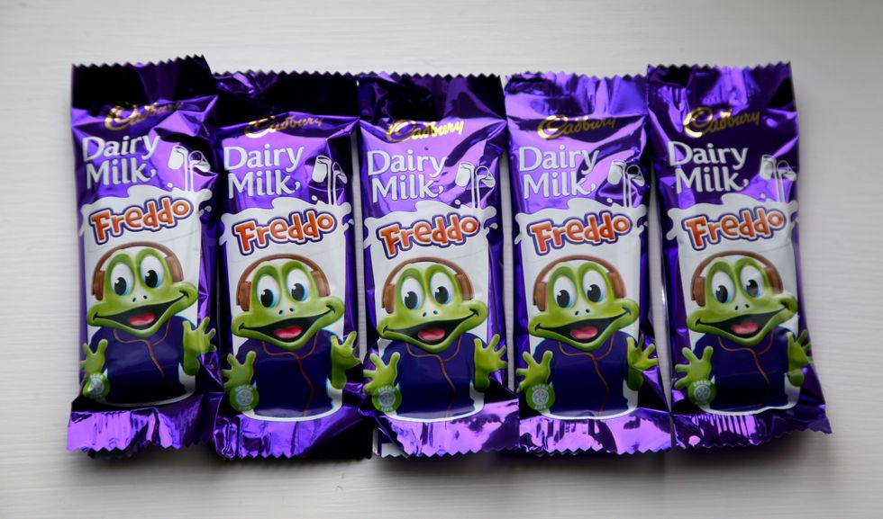 A row of Freddo chocolate bars