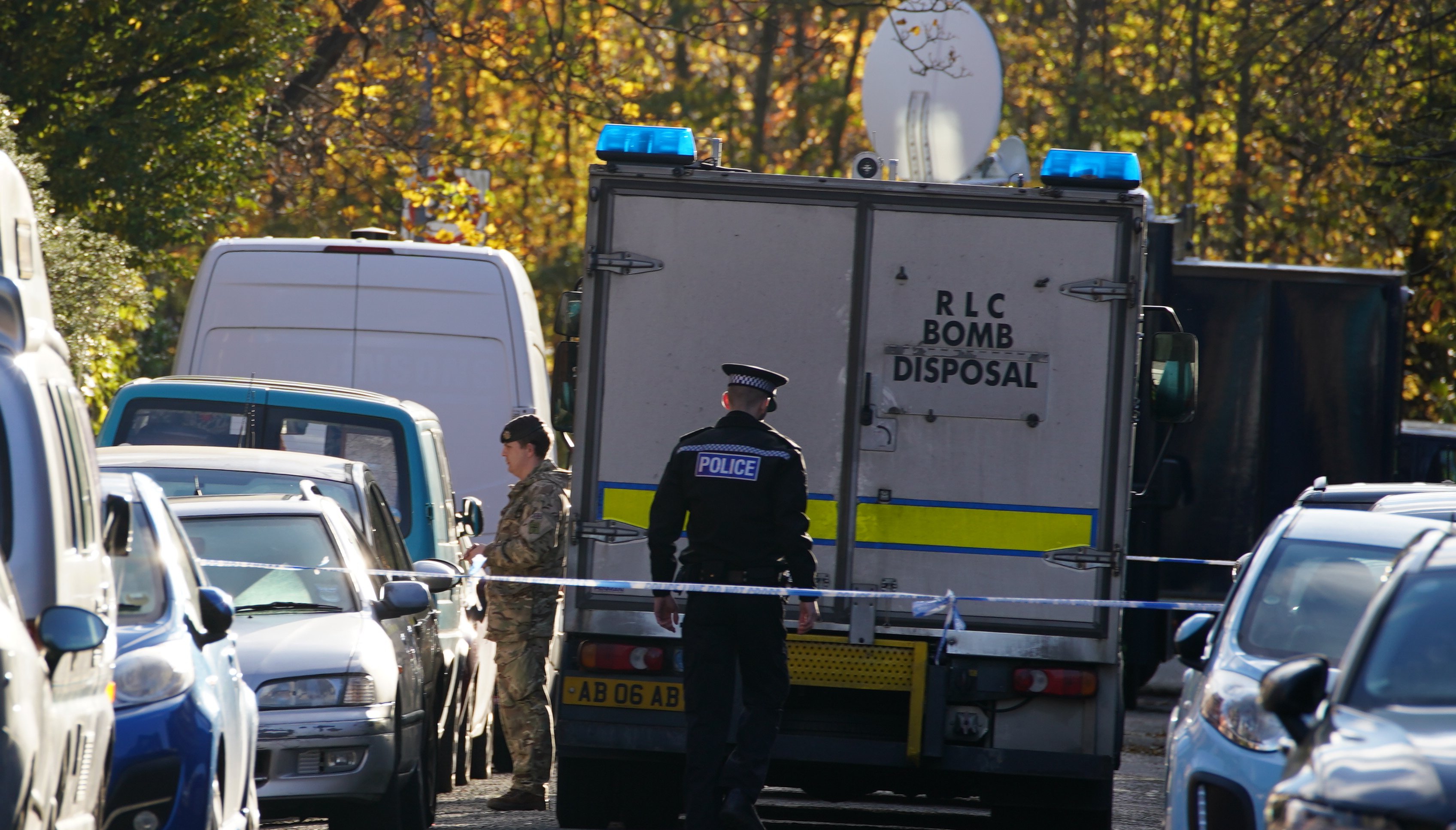 A Royal Logistic Cops Bomb Disposal unit in Rutland Avenue, Sefton Park, Liverpool, following the terror attack on Liverpool Women's Hospital.