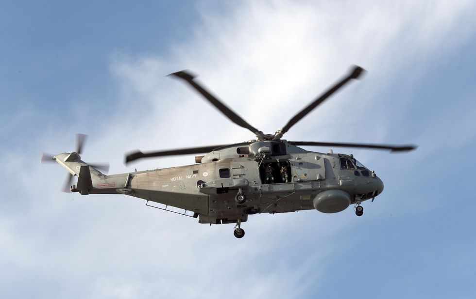 A Royal Navy Augusta Merlin helicopter