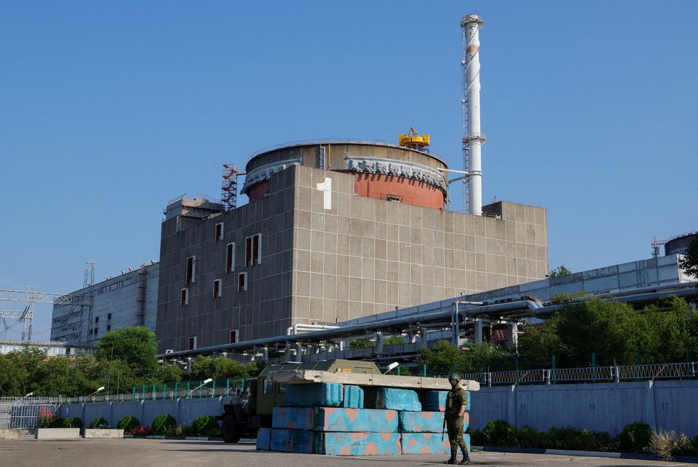 A Russian soldier patrols the nuclear power plant\u200b
