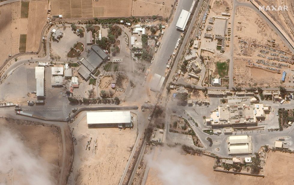 A satellite image shows the Gaza side of Rafah crossing