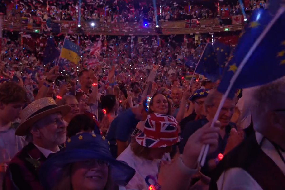 A screengrab from the BBC's coverage of the Last Night of the Proms