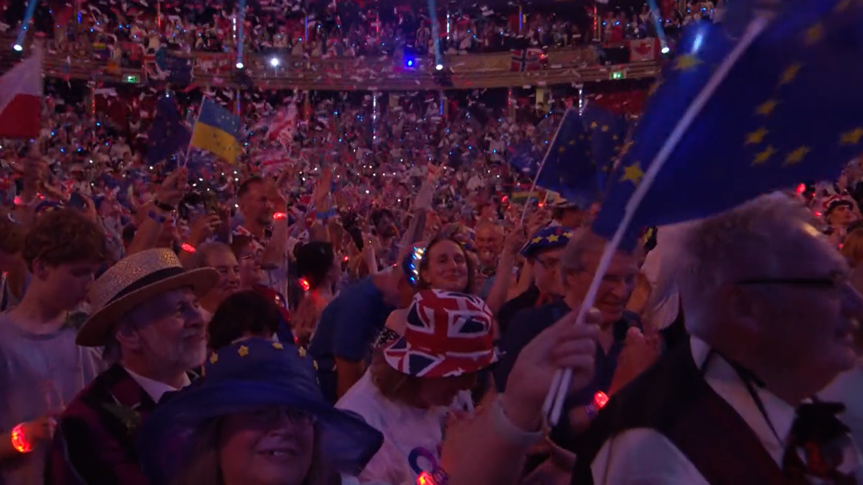 A screengrab from the BBC's coverage of the Last Night of the Proms