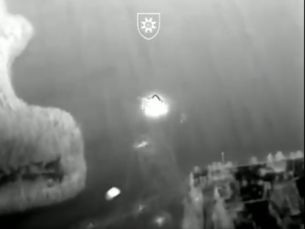 A screengrab of the missile strike against Russian helicopters