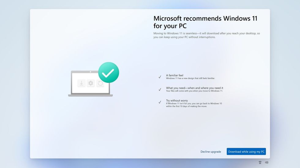 a screenshot from the fullscreen adverts for windows 11 that appears in the beta for the next windows 10 update