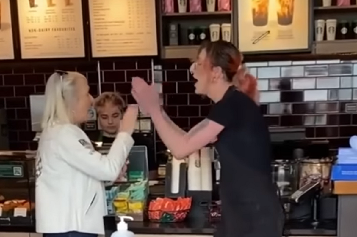 A screenshot from the incident at a Starbucks in Southampton