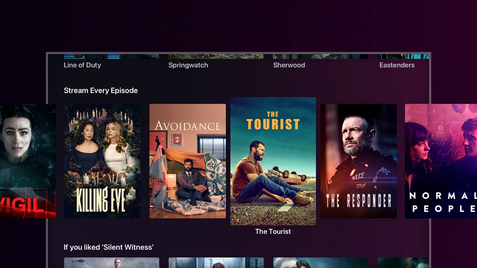 a screenshot of the bbc iplayer app on-screen showing the boxsets available to watch and download