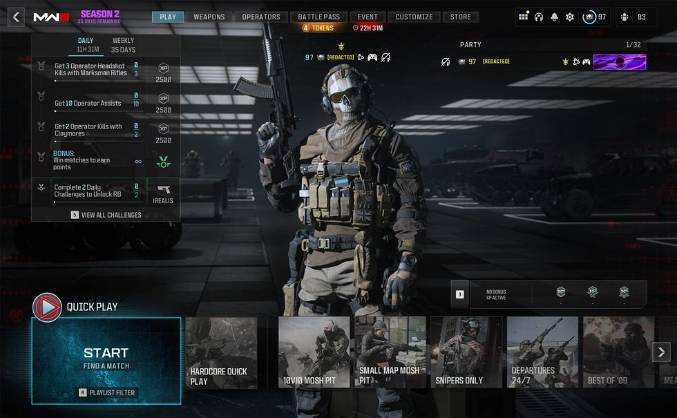 a screenshot of the call of duty online lobby waiting for matchmaking to take place in mw3 and warzone