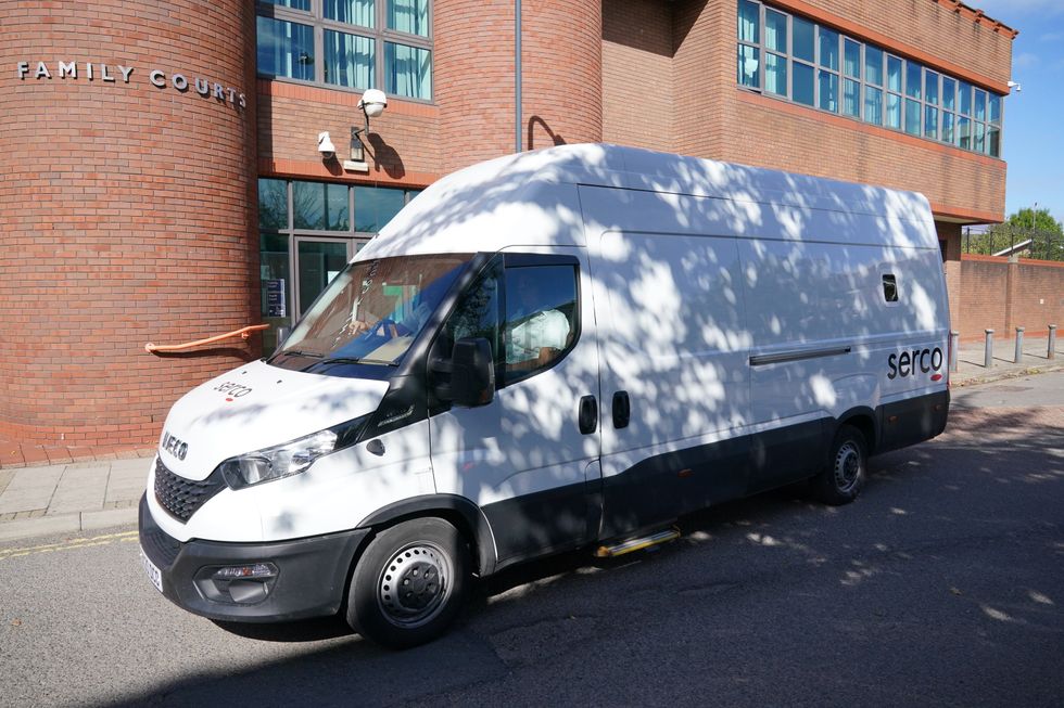 A Serco prison van leaves Willesden Magistrates' Court in north west London, where Lee Byer, 44, of Southall, west London, is due to appear on Friday charged with the murder of 87-year-old Thomas O'Halloran, who was stabbed to death as he rode in his mobility scooter in Greenford, west London, on Tuesday. Picture date: Friday August 19, 2022.
