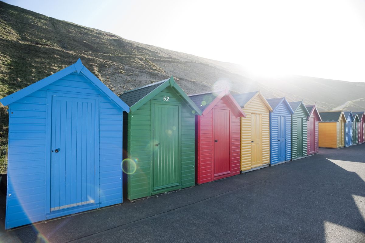 A series of colourful sheds