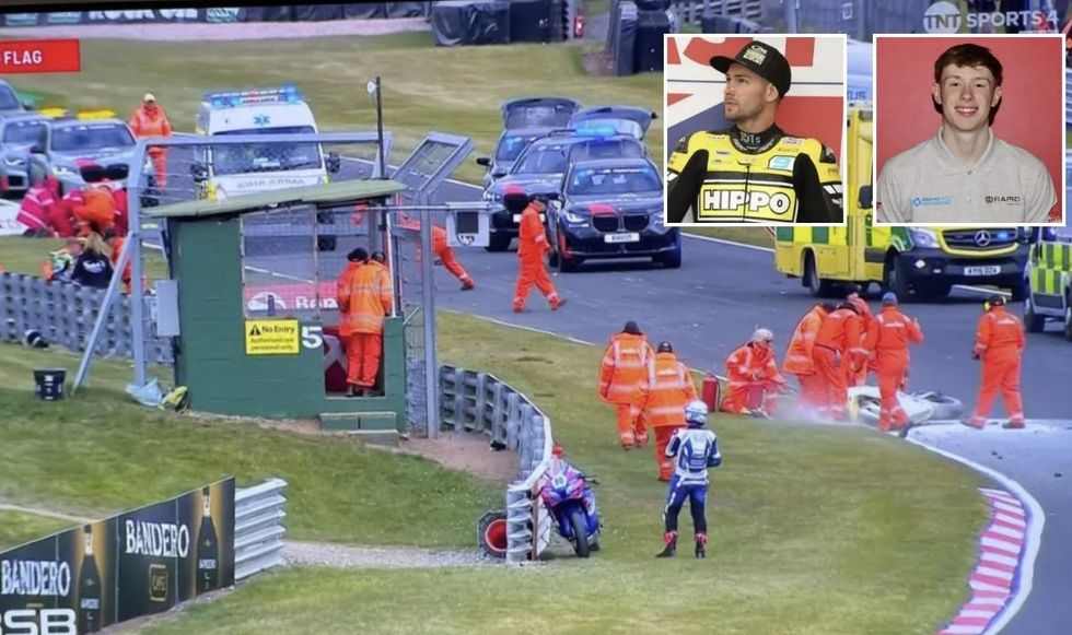 A serious crash on turn one happened after 11 riders fell in a chain reaction