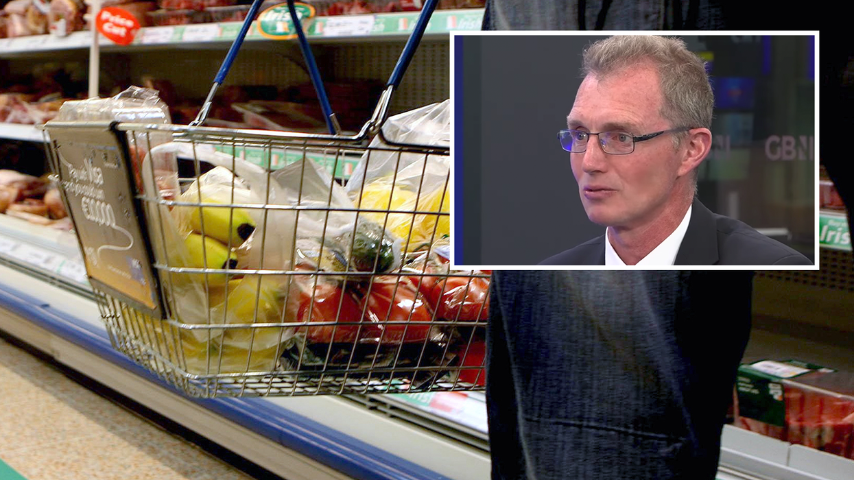 A shopper in a supermarket and David TC Davies