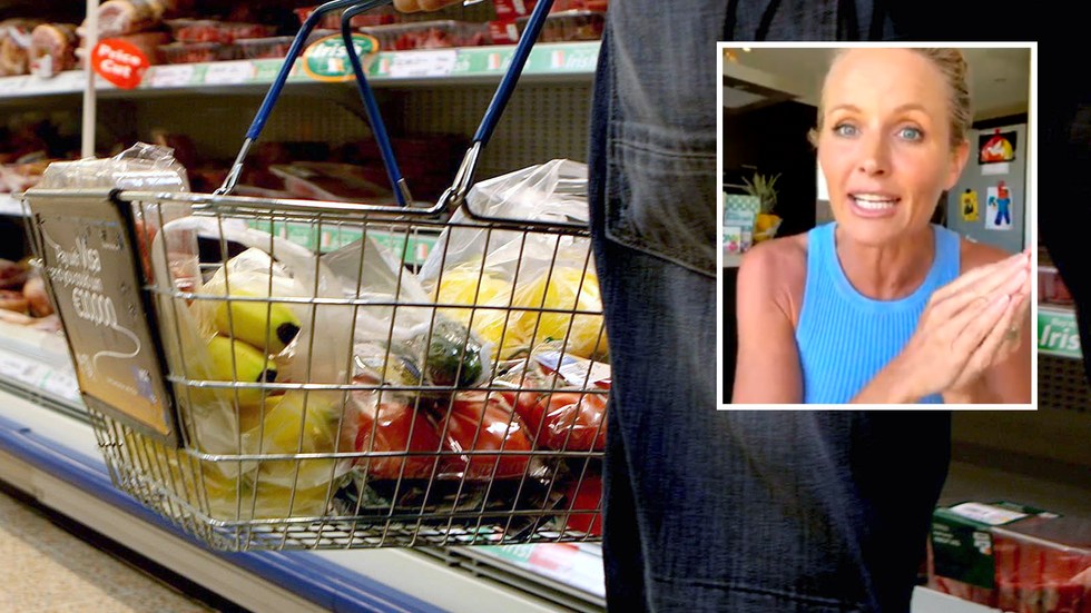 A shopper in a supermarket and Davinia Taylor