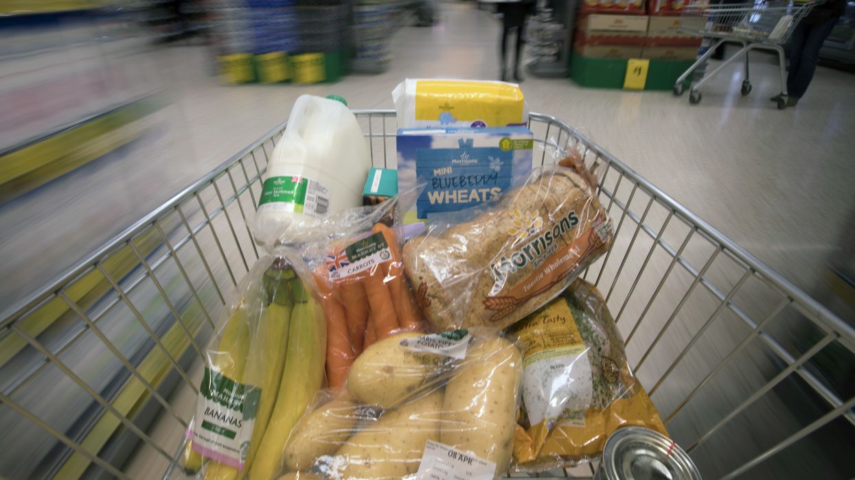 A shopping trolley in a supermarket.