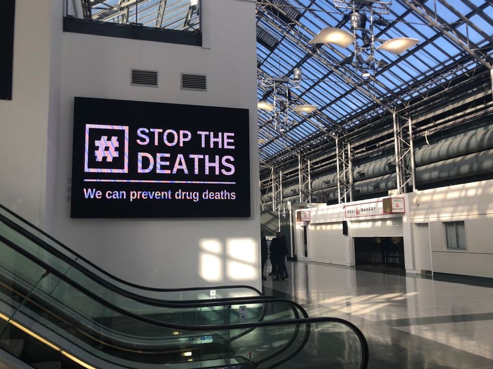 A sign at the Scottish Drugs Conference being held at the Scottish Events Campus (SEC) in Glasgow.