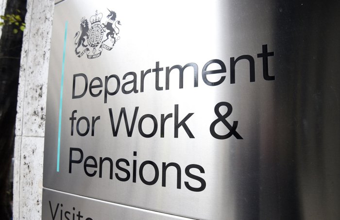 A sign for the Department for Work and Pensions