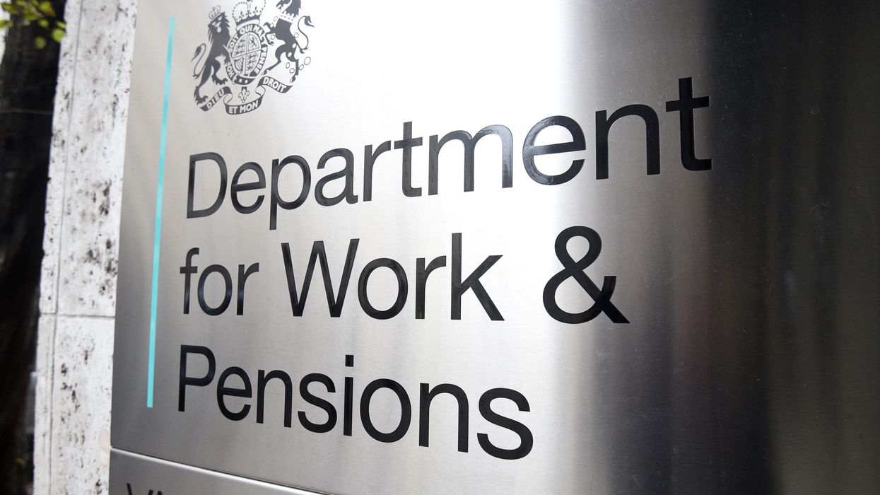 A sign for the Department for Work and Pensions