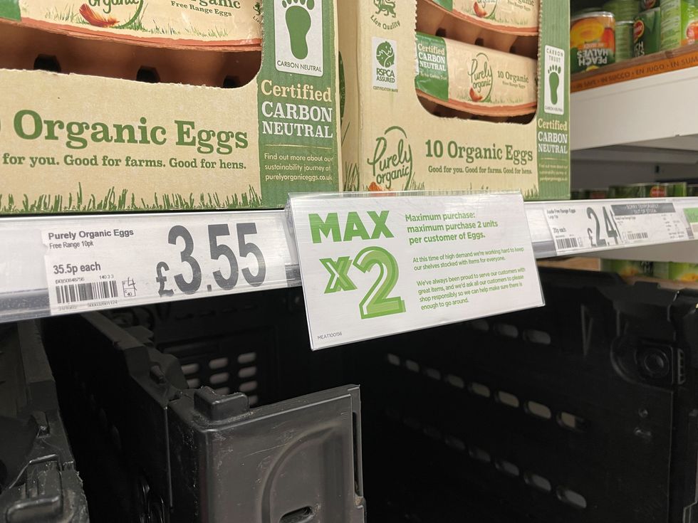 A sign on a shelf at an Asda store in Thurmaston, Leicestershire,