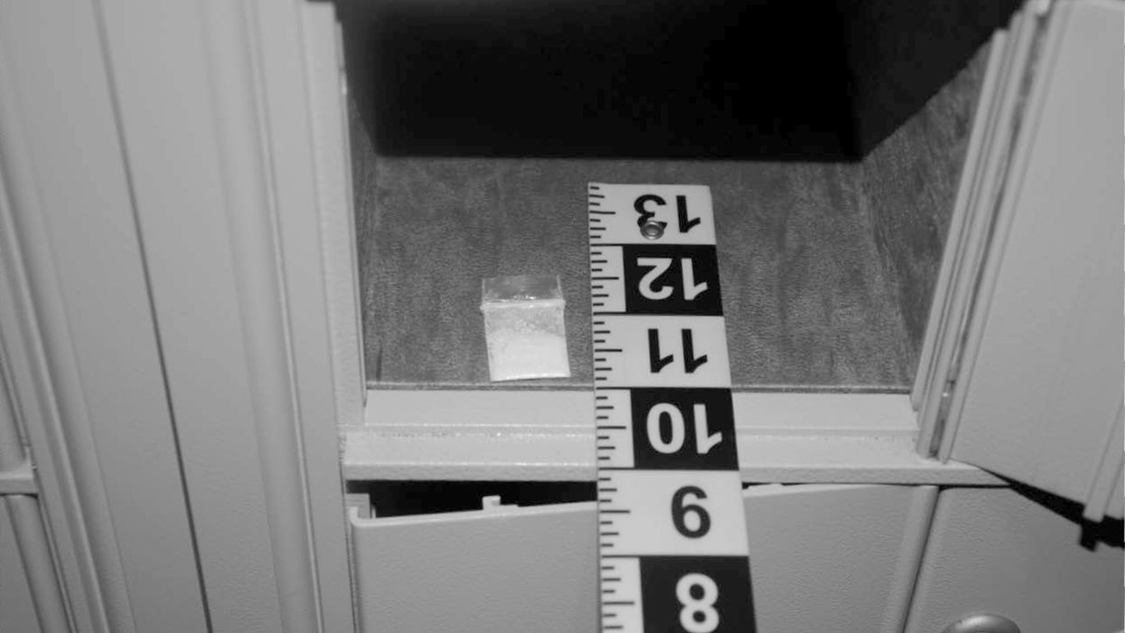 A small bag of drugs in a locker