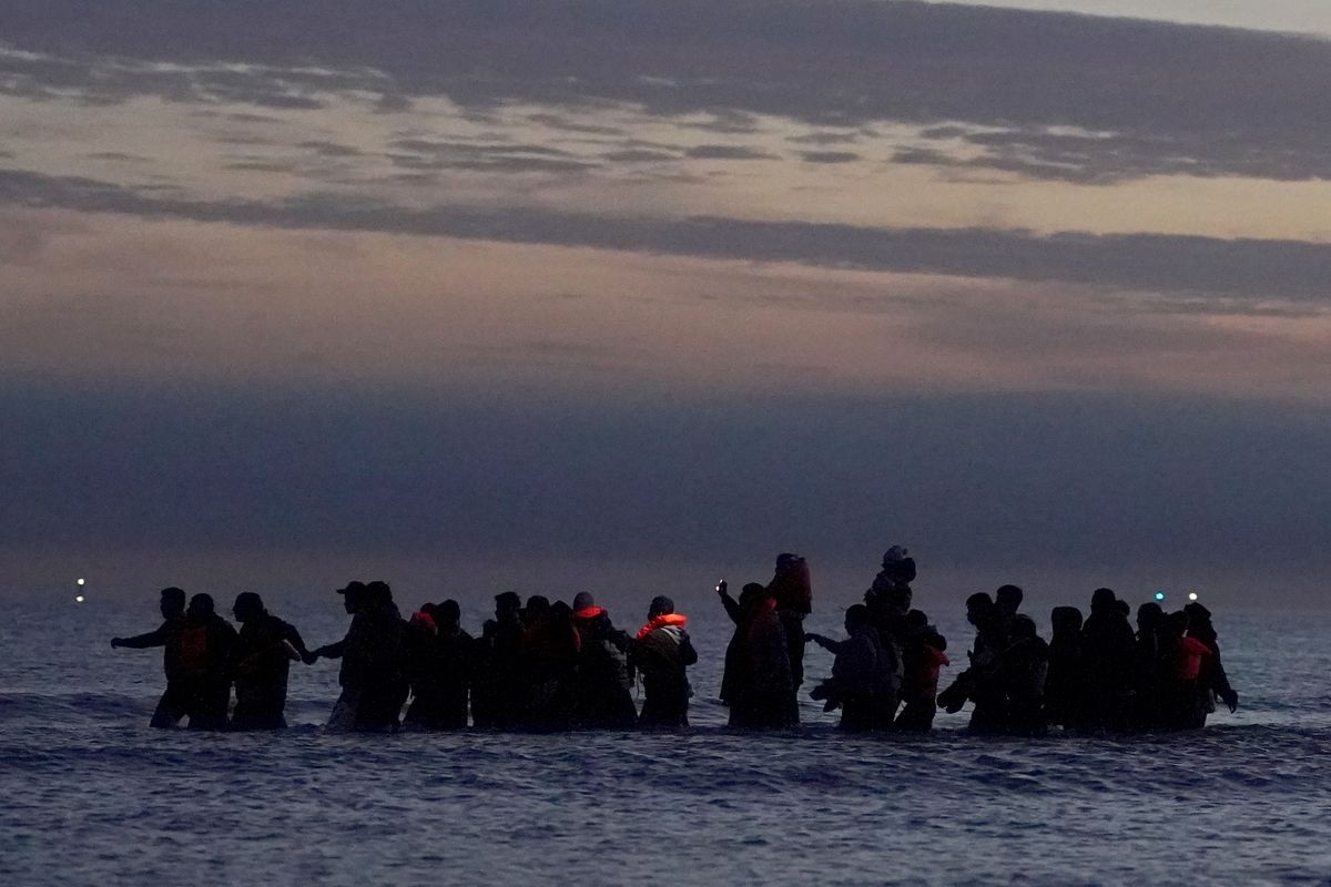 A small boat carrying people thought to be migrants near Gravelines in France