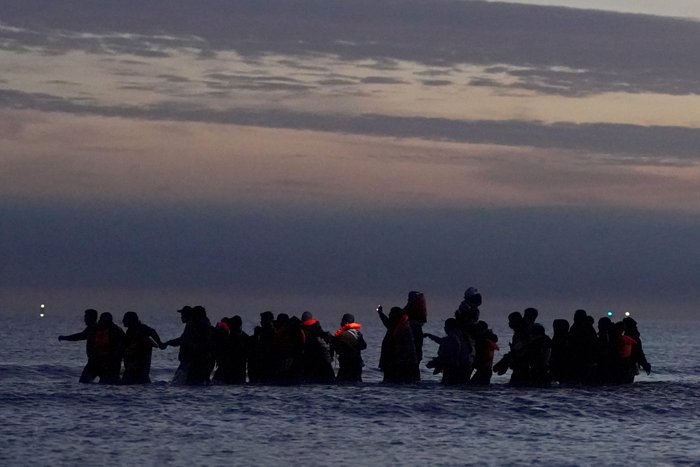 A small boat carrying people thought to be migrants near Gravelines in France