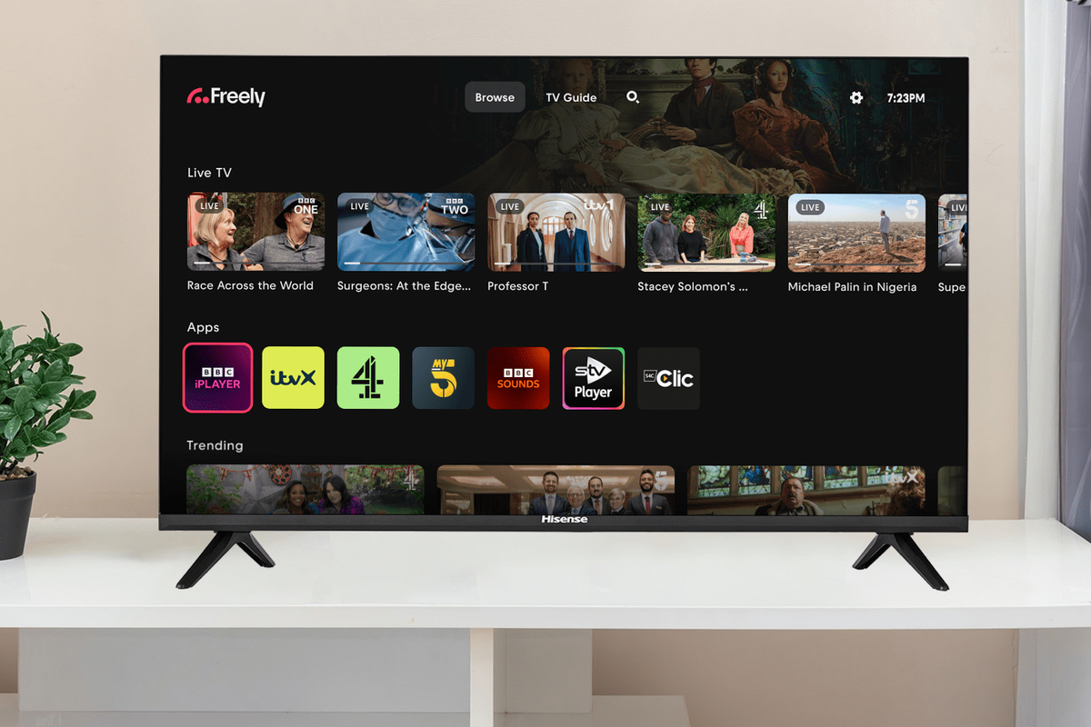 a smart tv with the freely user interface pictured on screen 