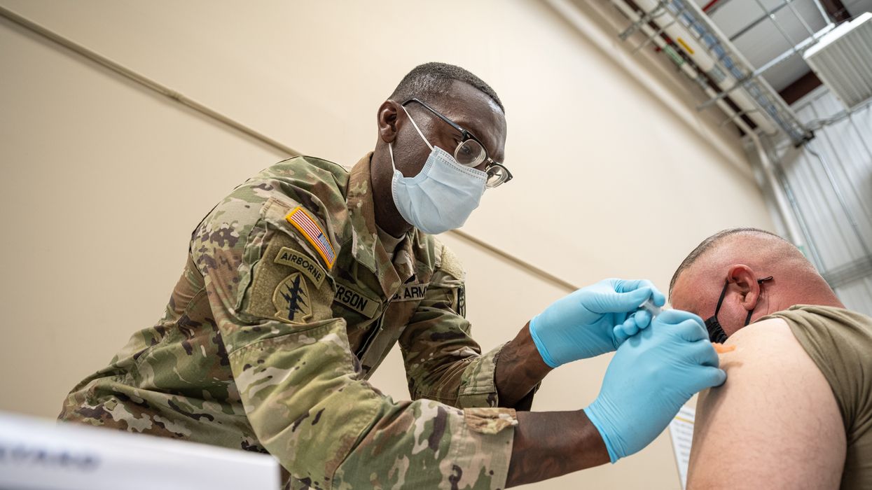 A soldier getting a vaccine